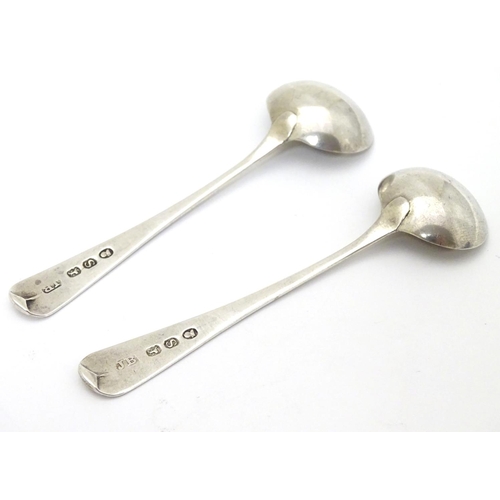 278 - A pair of Geo III silver salt spoons hallmarked London 1813 maker JB. 3 1/2'' long