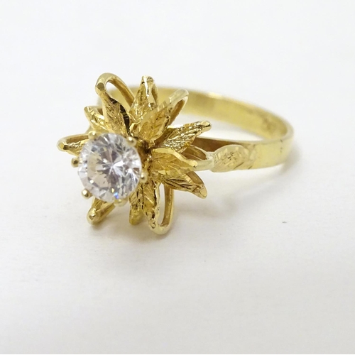 282 - A vintage 18ct gold cocktail ring set with central diamond approx 0.50ct