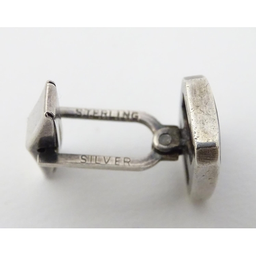 329 - A pair of Sterling Silver cufflink set with Blue John.