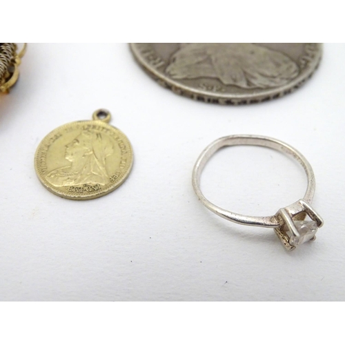 373 - Assorted items including a hallmarked silver bangle bracelet, a hallmarked silver fob etc.