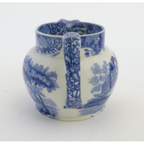 45 - A quantity of blue and white items, to include a twin handled bowl decorated with Classical urns and... 