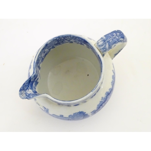 45 - A quantity of blue and white items, to include a twin handled bowl decorated with Classical urns and... 