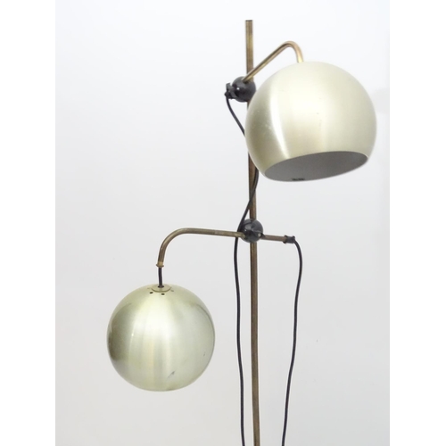 458 - Vintage Retro : A Danish twin standard light with aluminium spherical shades.