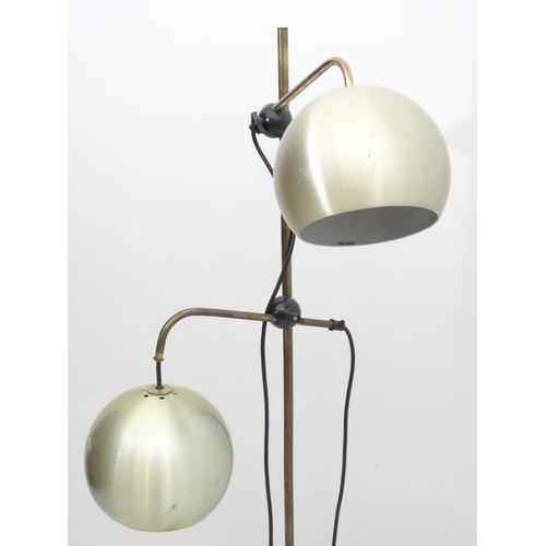 458 - Vintage Retro : A Danish twin standard light with aluminium spherical shades.