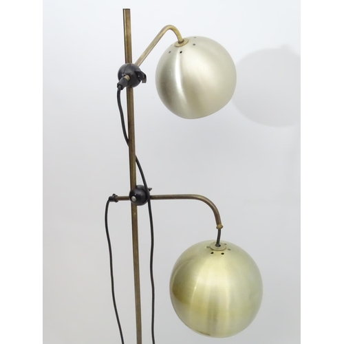 458 - Vintage Retro : A Danish twin standard light with aluminium spherical shades.