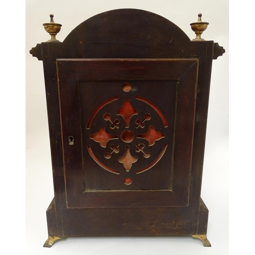 462 - An inlaid rosewood bracket clock: A late 19thC Lenzkirch ting tang clock (stamped and numbered '6066... 