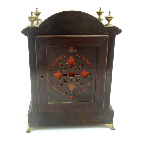 462 - An inlaid rosewood bracket clock: A late 19thC Lenzkirch ting tang clock (stamped and numbered '6066... 