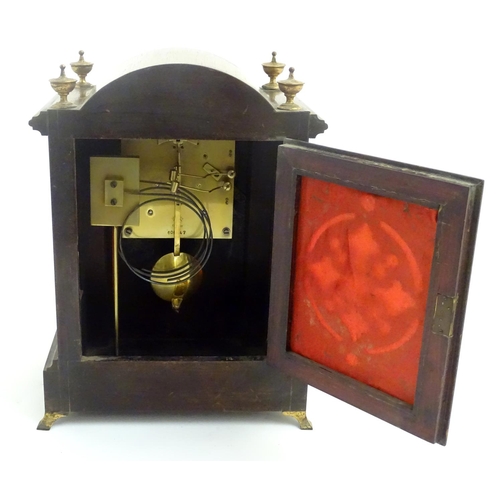 462 - An inlaid rosewood bracket clock: A late 19thC Lenzkirch ting tang clock (stamped and numbered '6066... 