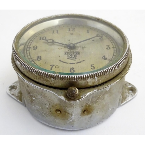 465 - A 1920s bezel wind car / automobile clock: a chromium cased dashboard clock 'Smith's, Cricklewood Wo... 