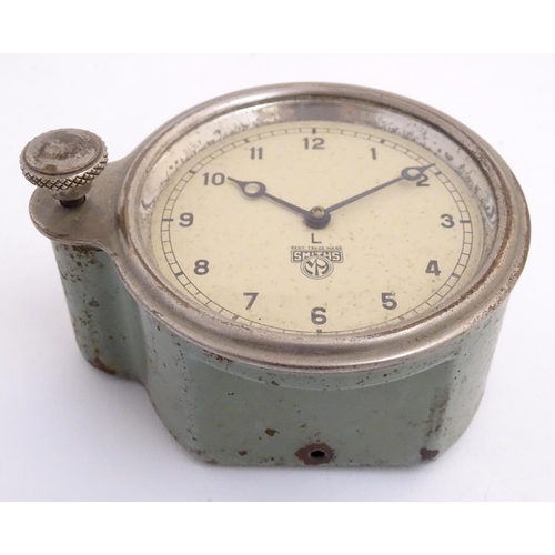 466 - 1930s car / automobile clock: a chromium and painted cased dashboard clock marked 'Smith's. L', havi... 