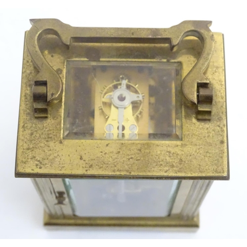 467 - Charles Frodsham, London: a brass cased carriage clock (timepiece) with a signed enamel dial and 5 b... 