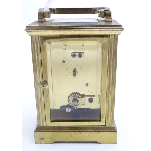 467 - Charles Frodsham, London: a brass cased carriage clock (timepiece) with a signed enamel dial and 5 b... 