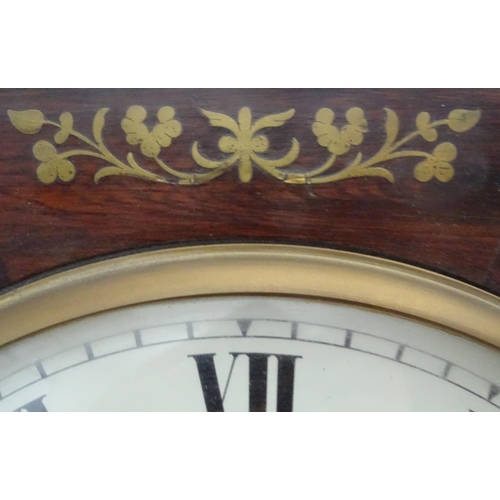 470 - A chisel point drop dial wall clock, signed McNair, Newport Pagnell, with octagonal brass inlaid wit... 