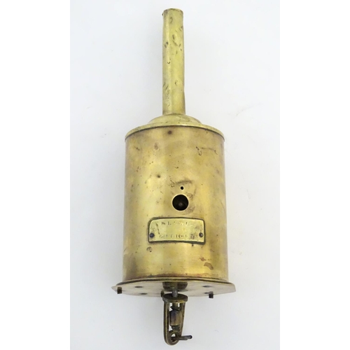 476 - An early to mid 19thC brass clockwork spit jack, marked 'P Lewis' and 'W Jones 25 Warranted'. Approx... 