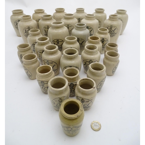 490 - Virol : approximately 31 assorted sized recovered Bone-marrow Stoneware pots , the largest 5 1/2'' h... 