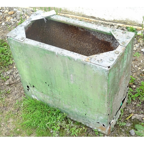 526 - Garden and Architectural Salvage: a vintage 20thC galvanised trough. 50'' long x 16'' high x 20 3/4'... 