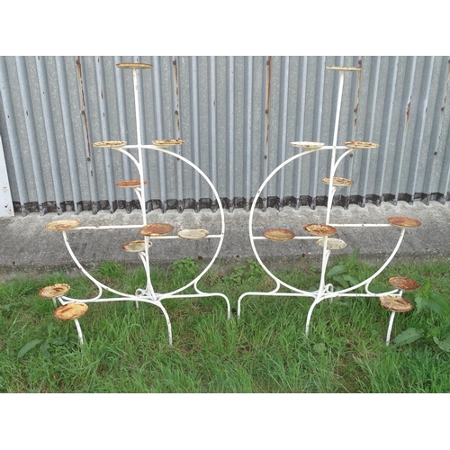 539 - Garden & Architectural , Salvage : A pair of painted 1960's plant stands , each measuring 58'' high