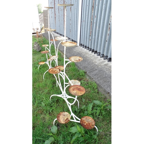 539 - Garden & Architectural , Salvage : A pair of painted 1960's plant stands , each measuring 58'' high