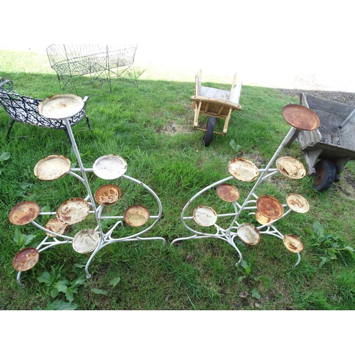 539 - Garden & Architectural , Salvage : A pair of painted 1960's plant stands , each measuring 58'' high