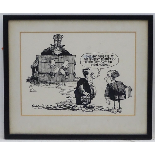 695 - Martyn Turner (1948), Political and Editorial Newspaper cartoonist, Irish Times, Original Pen ink,  ... 