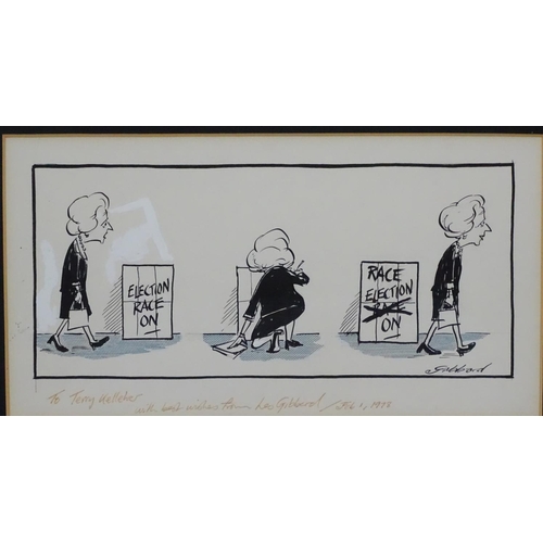 705 - Les Gibbard (1945-2010), Political and editorial Newspaper cartoonist, Original Pen ink and watercol... 