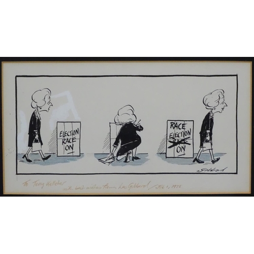 705 - Les Gibbard (1945-2010), Political and editorial Newspaper cartoonist, Original Pen ink and watercol... 