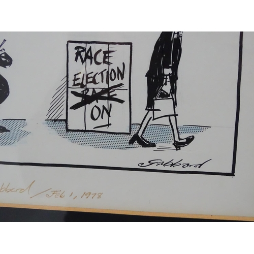 705 - Les Gibbard (1945-2010), Political and editorial Newspaper cartoonist, Original Pen ink and watercol... 