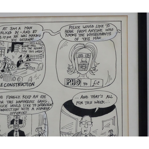 712 - City Programme Cartoon, Original pen, ink, pencil etc., 'Shaw Taylor a reflection of Police 5', 8 1/... 