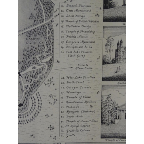 714 - Stowe, Bucks, An assortment of monochrome engravings, 'A View of the Grotto & two Shell Temples...',... 