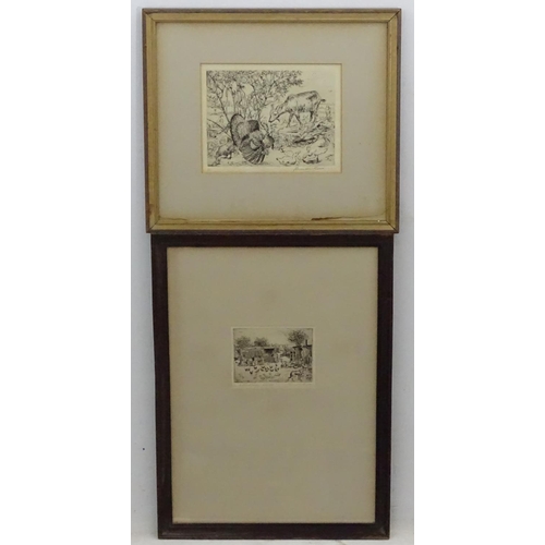 717 - Russell Sidney Reeve (1895-1970), Two signed etchings, 'Farmyard Friends' and 'A Smallholder's Lives... 