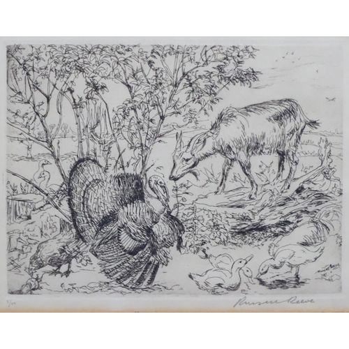 717 - Russell Sidney Reeve (1895-1970), Two signed etchings, 'Farmyard Friends' and 'A Smallholder's Lives... 