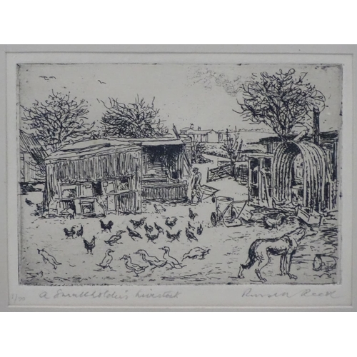 717 - Russell Sidney Reeve (1895-1970), Two signed etchings, 'Farmyard Friends' and 'A Smallholder's Lives... 