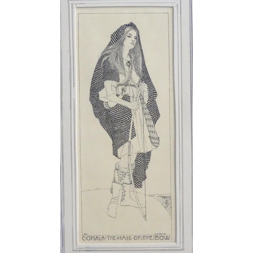 720 - Dorothy Carleton Smyth (1880-1933), Monochrome print, 'Comala the Maid of the Bow' Facsimile signatu... 