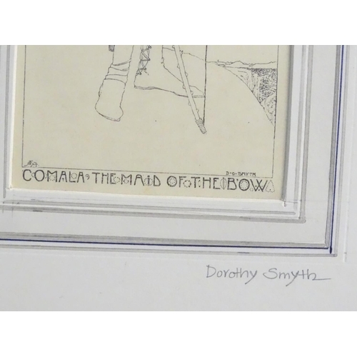 720 - Dorothy Carleton Smyth (1880-1933), Monochrome print, 'Comala the Maid of the Bow' Facsimile signatu... 