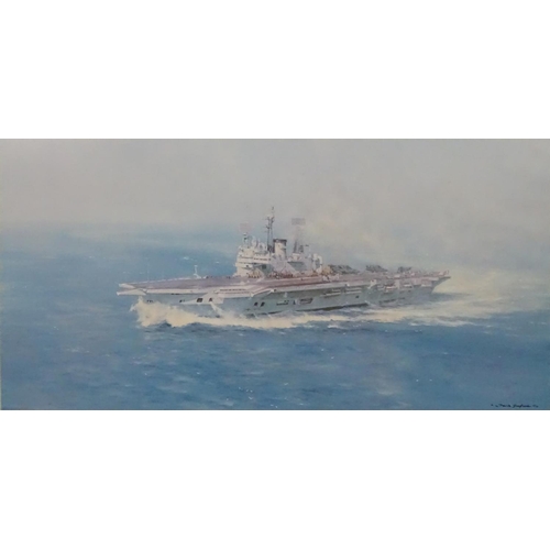 727 - David Shepherd, 1931-2017, Signed limited edition coloured print 363/850, 'The Ark (Royal), turning ... 