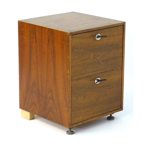 730 - Vintage Retro: An English Younger Afromosia / African Walnut 2 drawer filing cabinet designed by Jen... 