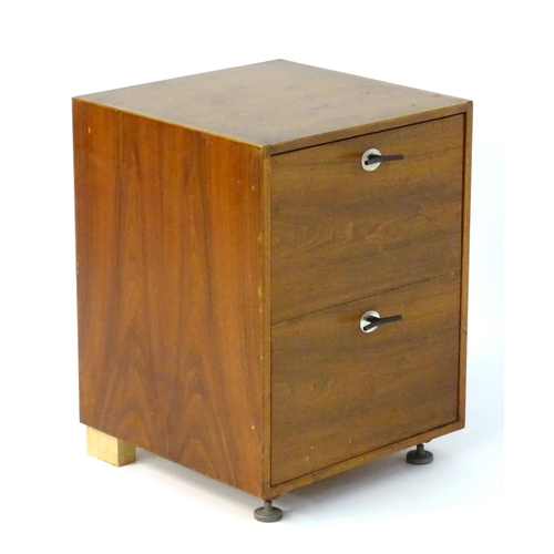 730 - Vintage Retro: An English Younger Afromosia / African Walnut 2 drawer filing cabinet designed by Jen... 