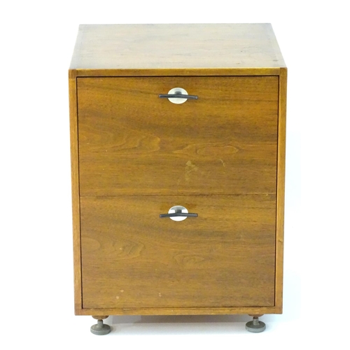 730 - Vintage Retro: An English Younger Afromosia / African Walnut 2 drawer filing cabinet designed by Jen... 