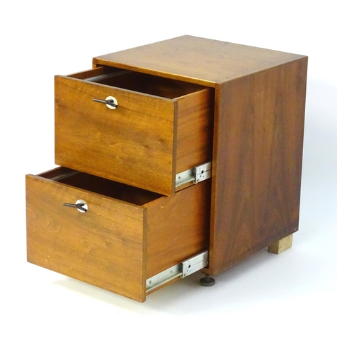 730 - Vintage Retro: An English Younger Afromosia / African Walnut 2 drawer filing cabinet designed by Jen... 