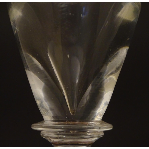 91 - Glass: a late Georgian Toastmasters / Illusion wine glass of pedestal form, standing 4'' high