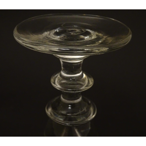 91 - Glass: a late Georgian Toastmasters / Illusion wine glass of pedestal form, standing 4'' high