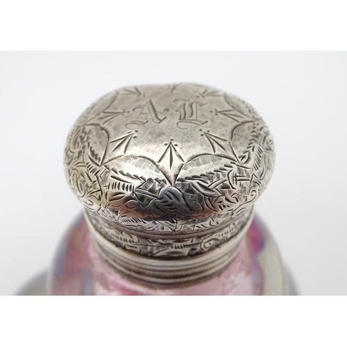 94 - Lacemaker's inkwell : a hallmarked silver lidded (engraved) Inkwell, formerly holding red ink after ... 