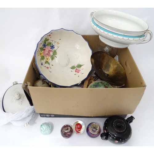 10 - A quantity of assorted of items to include pictures, ceramics and glass, to include a hand painted V... 