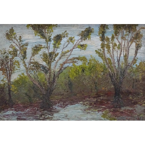 105 - M Ellis , Australian School, Oil on board, ' Barmah Forrest  , Australia ' 1972, Signed and dated lo... 