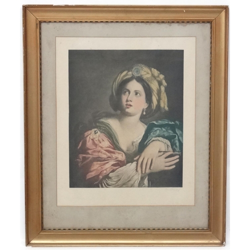 107 - A coloured print of an aristocratic lady