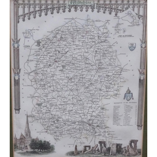 113 - A framed country map of Wiltshire