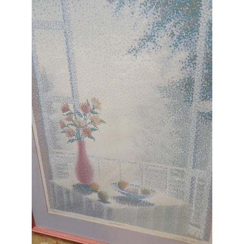 119 - Mick D.....t XX Pointillisim, Limited edition coloured print, ' Les Fleurs I 255/275 ', Signed numbe... 