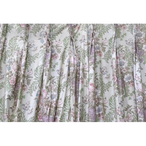 120 - A pair of large floral curtains