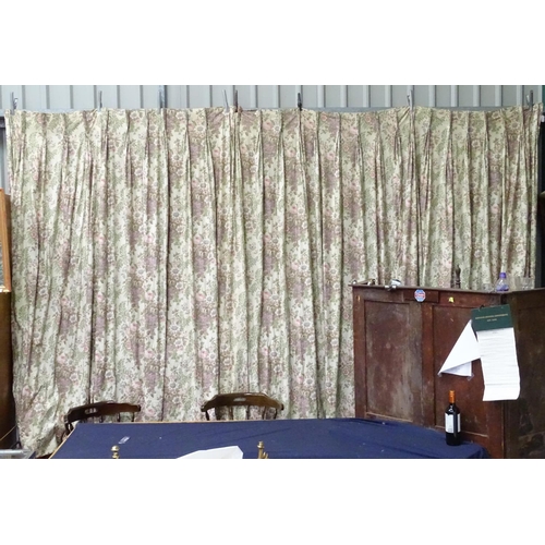 120 - A pair of large floral curtains