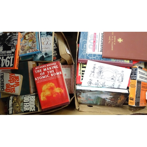 122 - 5 boxes of assorted books on the subject of warfare and history.